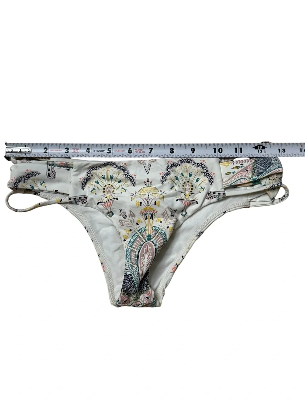 O'Neill Cream Bikini Cheeky Bottoms with Teal & Pink Accents Size Small NWT